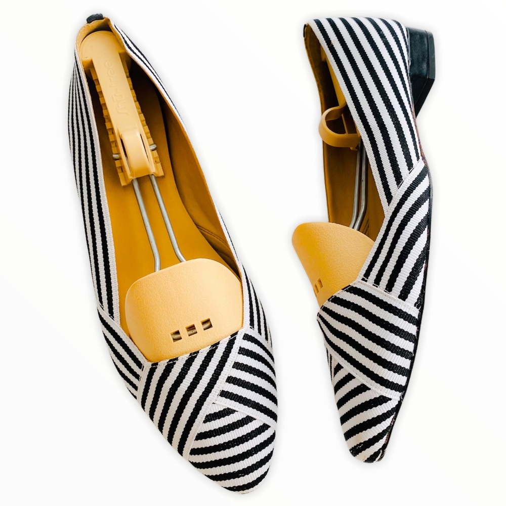 Talbots Black & White Stripe Ribbon Flats Size 8.5